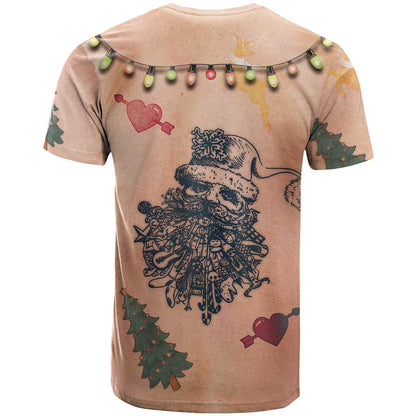 Christmas Costume T-Shirt Funny Hairy Body Xmas Tattoo Graphic Tee