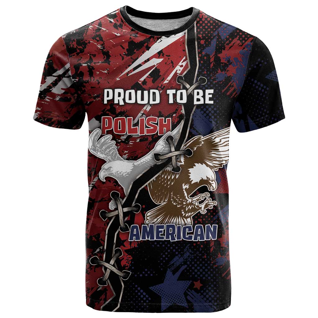 Personalized Polish American Heritage Month T-Shirt Eagle With Grunge Style Graphic Tee
