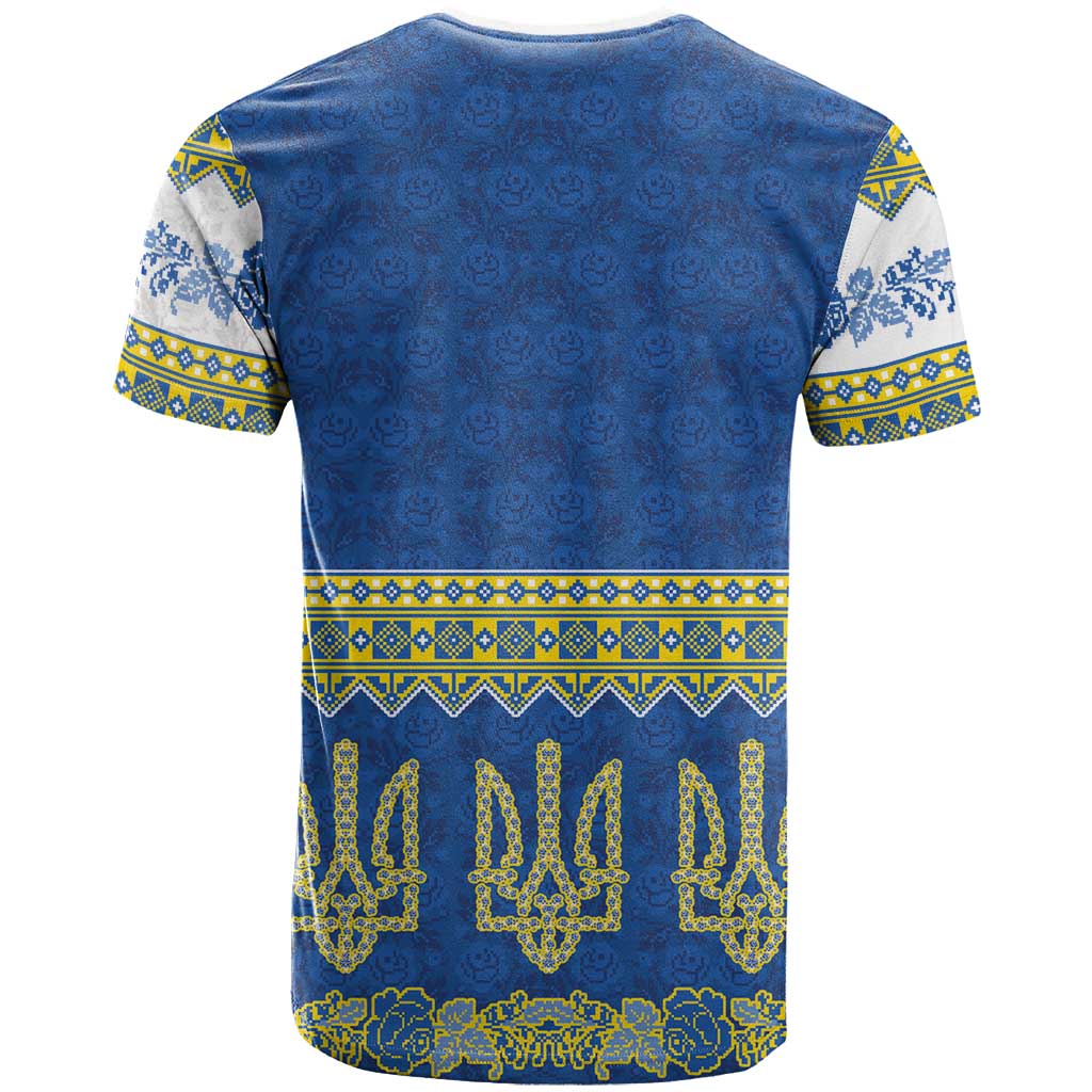 Ukraine Vyshyvanka Motif T-Shirt Ukrainian Coat Of Arms Rose Patterns Graphic Tee