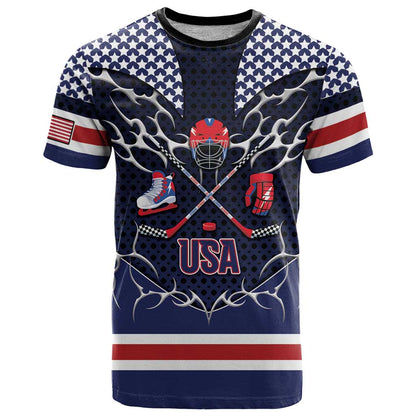 Custom USA Ice Hockey T-Shirt United Ice Power Graphic Tee
