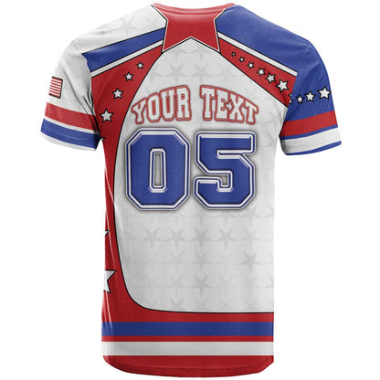 Custom USA Ice Hockey T-Shirt Stars And Stripes Graphic Tee