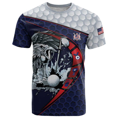 Personalized USA Golf T-Shirt Powerful Eagle Graphic Tee