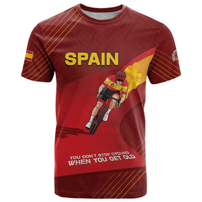 Personalized Spain Cycling T-Shirt You Don't Stop Cycling When You Get Old Graphic Tee