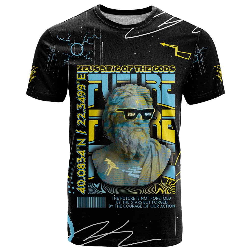 Ancient Greek Zeus T-Shirt Futuristic Style Graphic Tee