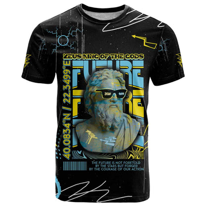 Ancient Greek Zeus T-Shirt Futuristic Style Graphic Tee