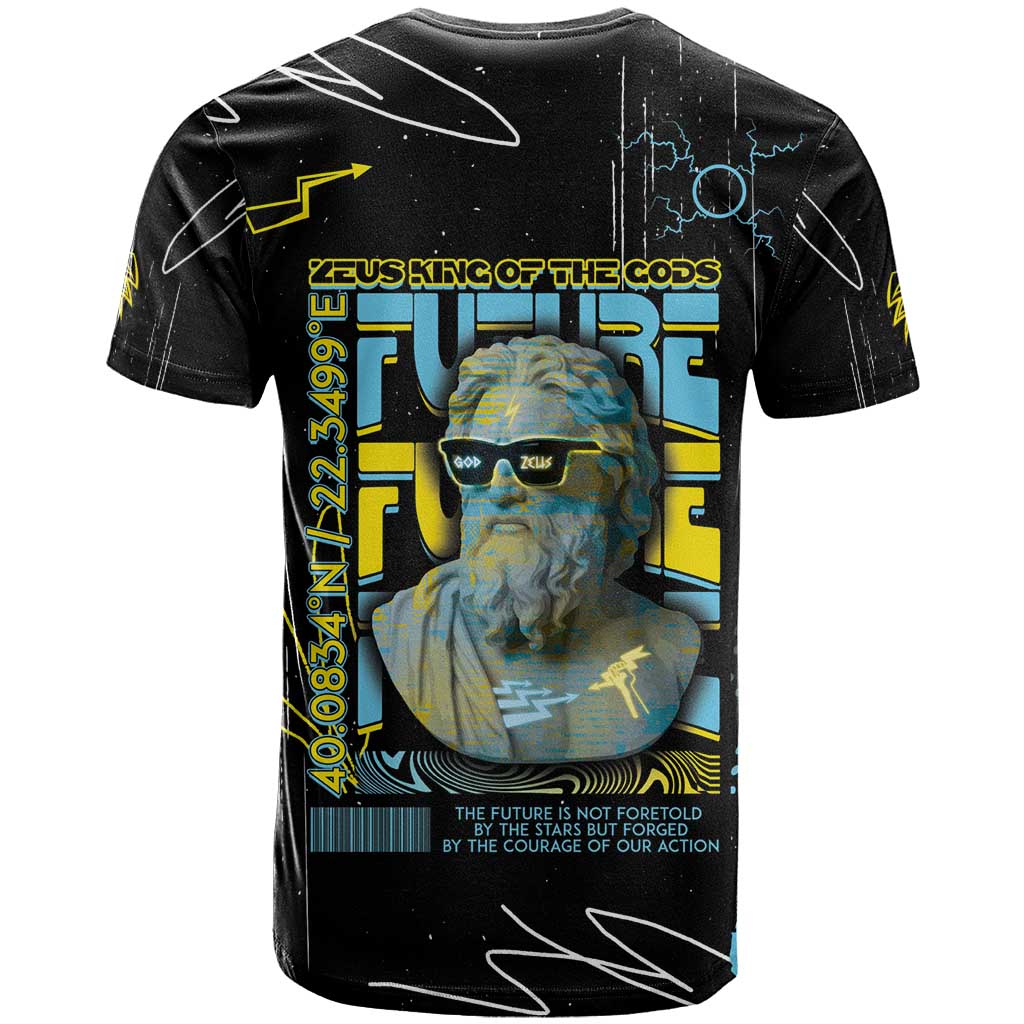 Ancient Greek Zeus T-Shirt Futuristic Style Graphic Tee