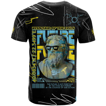 Ancient Greek Zeus T-Shirt Futuristic Style Graphic Tee