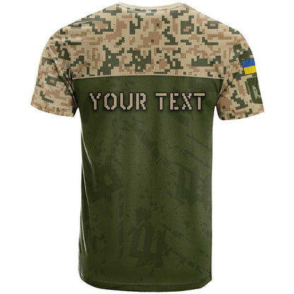 Personalized Ukraine Vyshyvanka Motif T-Shirt Ukrainian Military Style Graphic Tee
