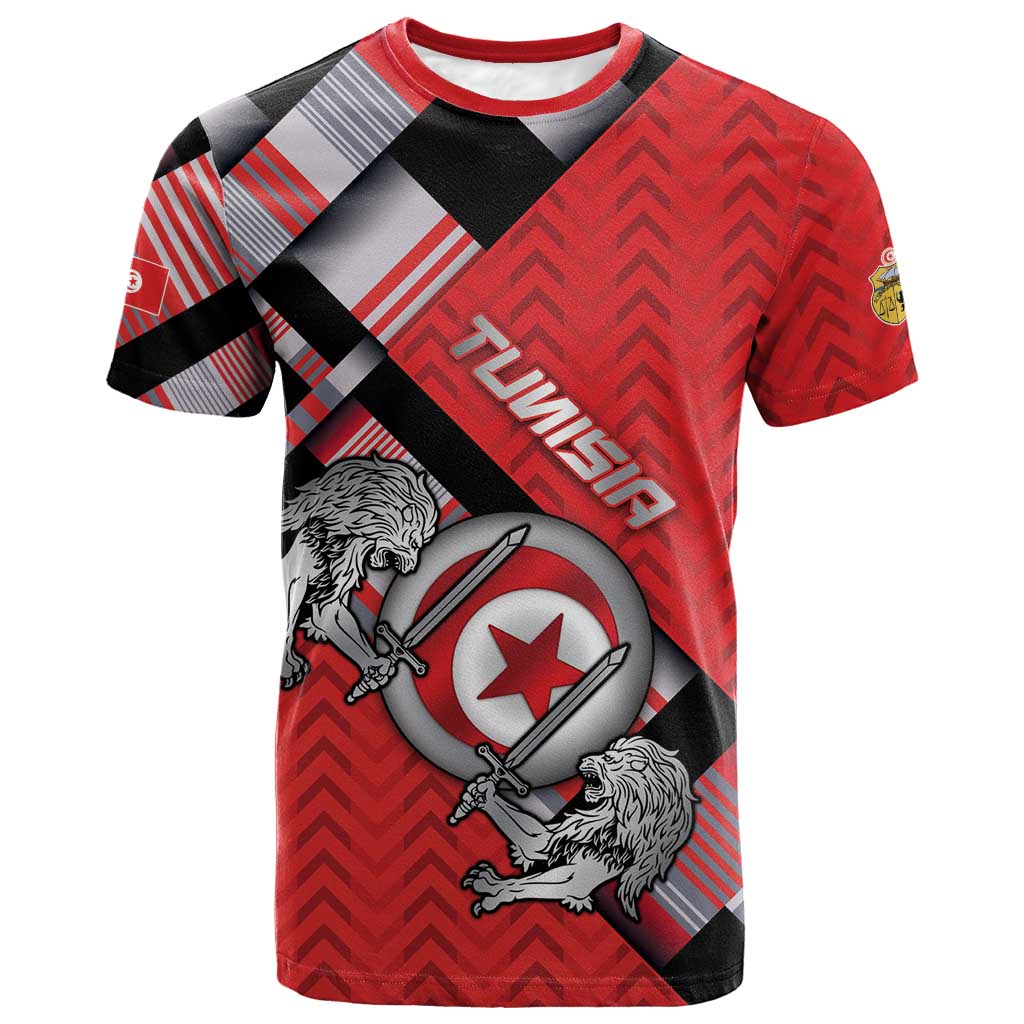Personalized Tunisia T-Shirt Silver Lions Sports Patterns Graphic Tee