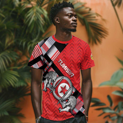 Personalized Tunisia T-Shirt Silver Lions Sports Patterns Graphic Tee