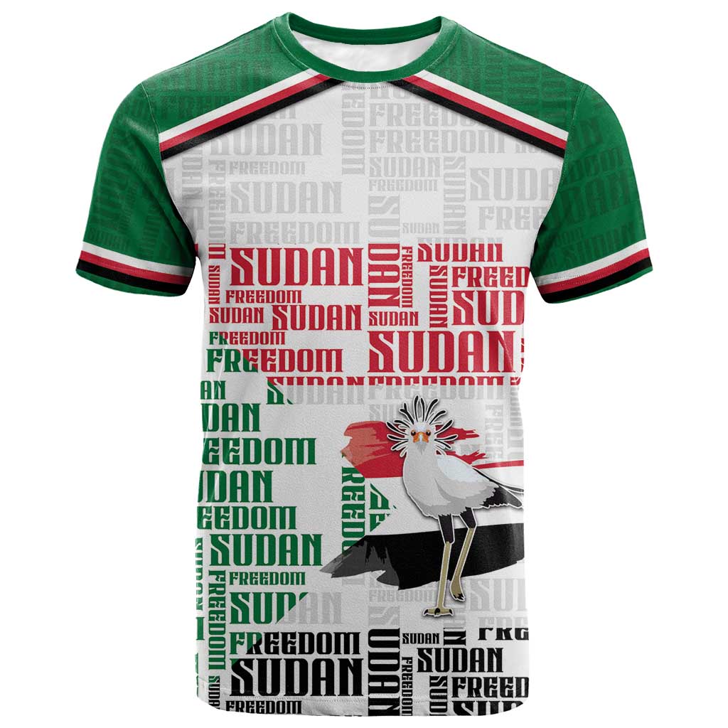 Personalized Sudan T-Shirt Secretary Bird With Typography Patterns Graphic Tee