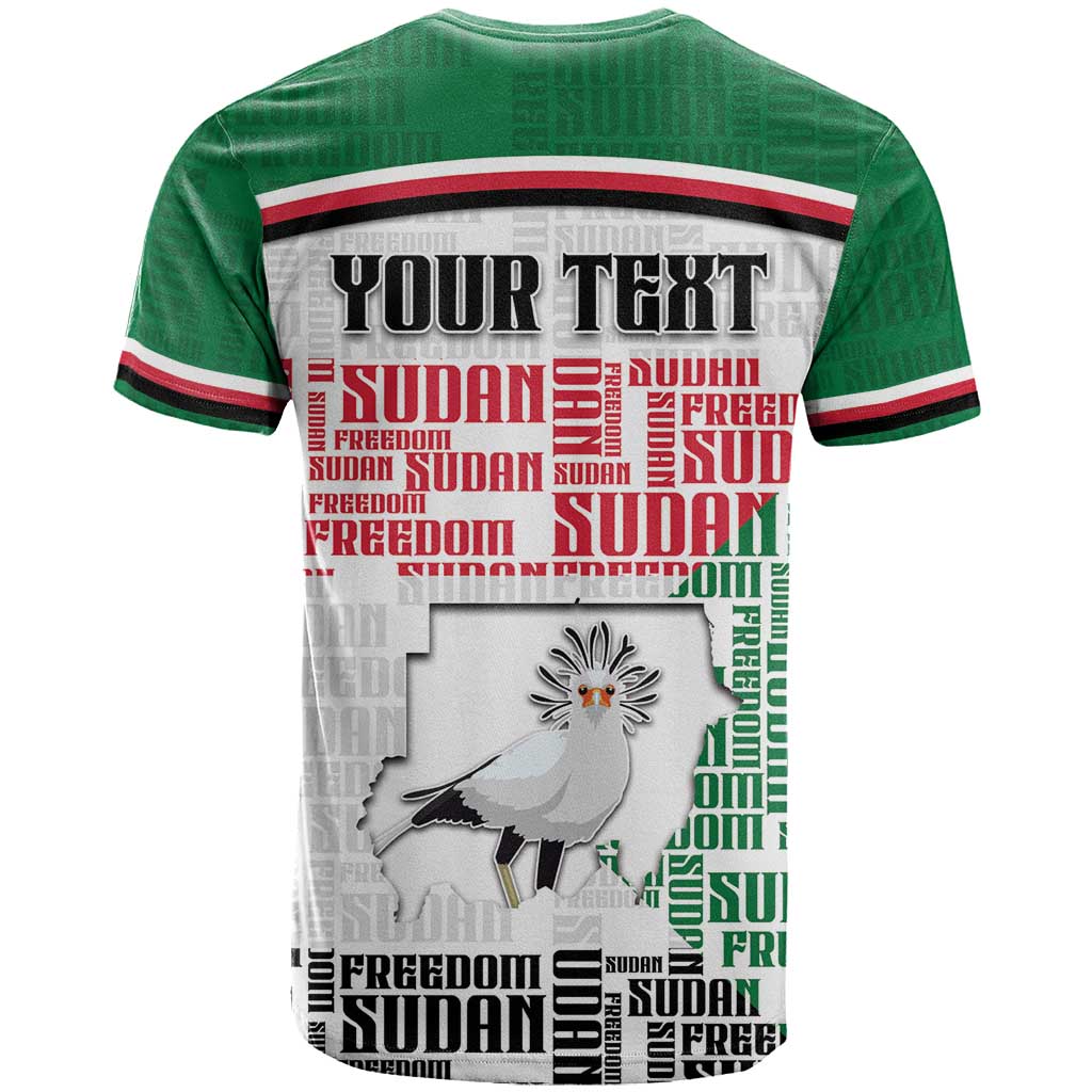Personalized Sudan T-Shirt Secretary Bird With Typography Patterns Graphic Tee