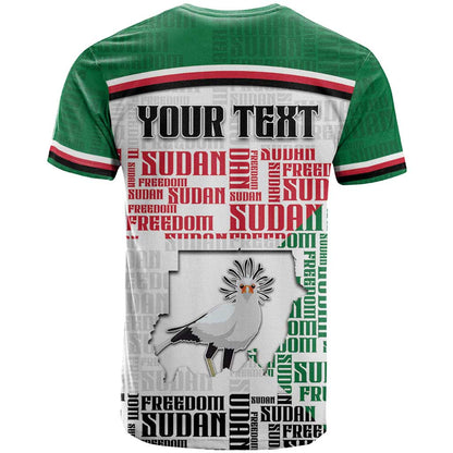 Personalized Sudan T-Shirt Secretary Bird With Typography Patterns Graphic Tee