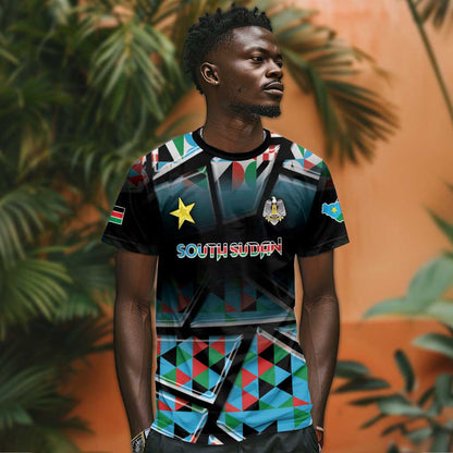 Custom South Sudan T-Shirt Geometric African Patterns Graphic Tee