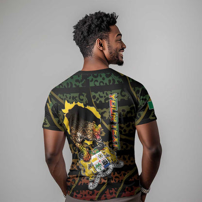 Personalized Benin T-Shirt Powerful African Leopard Graphic Tee