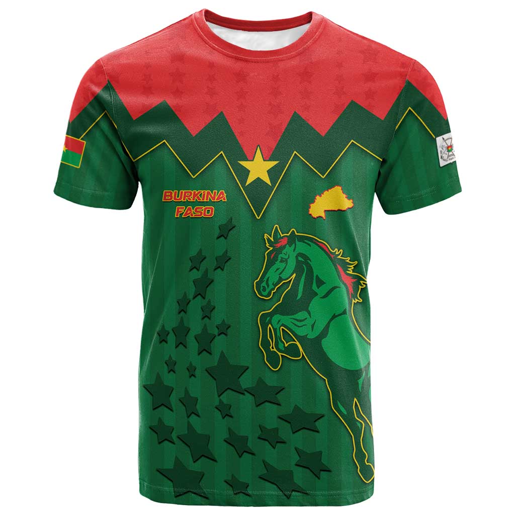 Custom Football Burkina Faso T-Shirt Rising Star And Horse Sport Style Graphic Tee