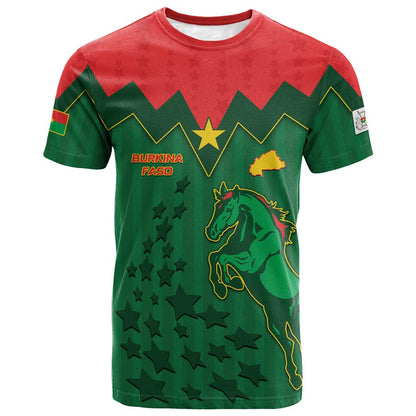 Custom Football Burkina Faso T-Shirt Rising Star And Horse Sport Style Graphic Tee