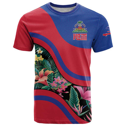 Personalized Haiti T-Shirt Tropical Hibiscus Flowers Graphic Tee
