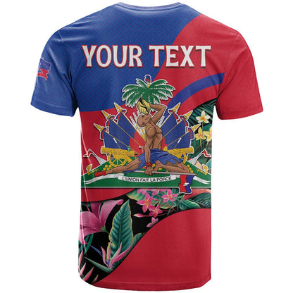 Personalized Haiti T-Shirt Tropical Hibiscus Flowers Graphic Tee
