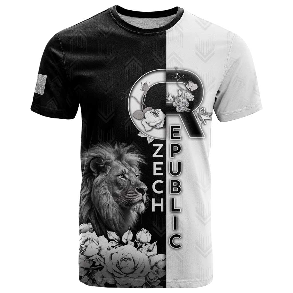 Czech Republic T-Shirt White Lion With Rose Graphic Tee