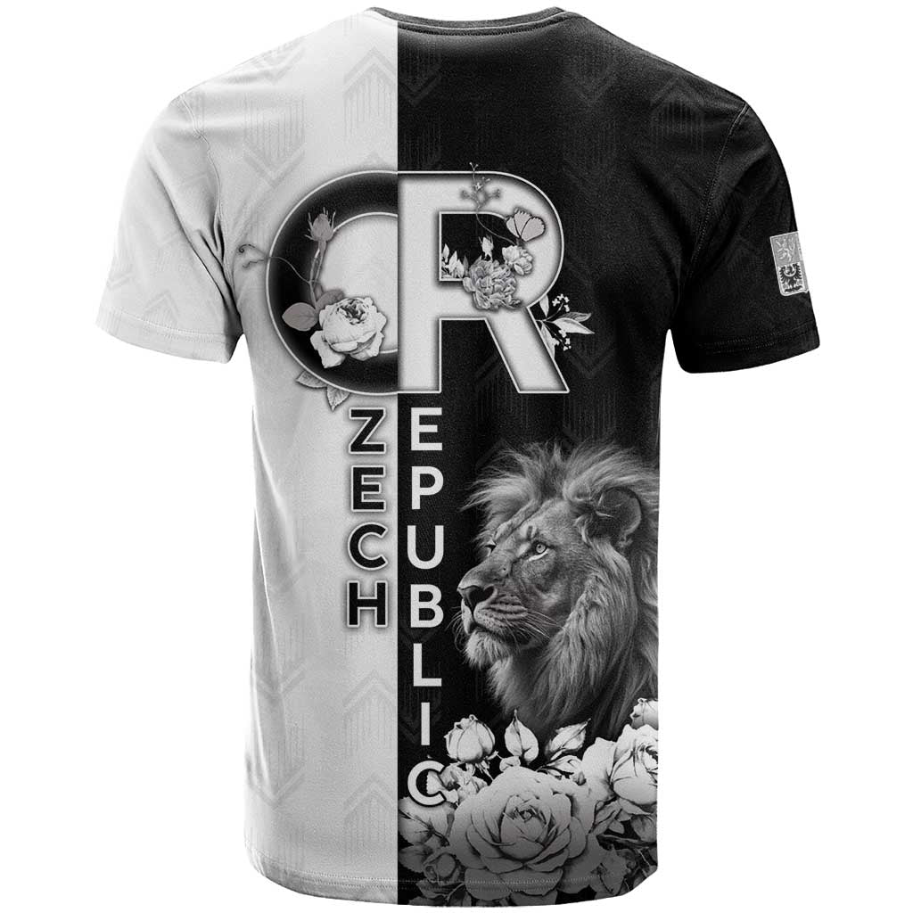 Czech Republic T-Shirt White Lion With Rose Graphic Tee