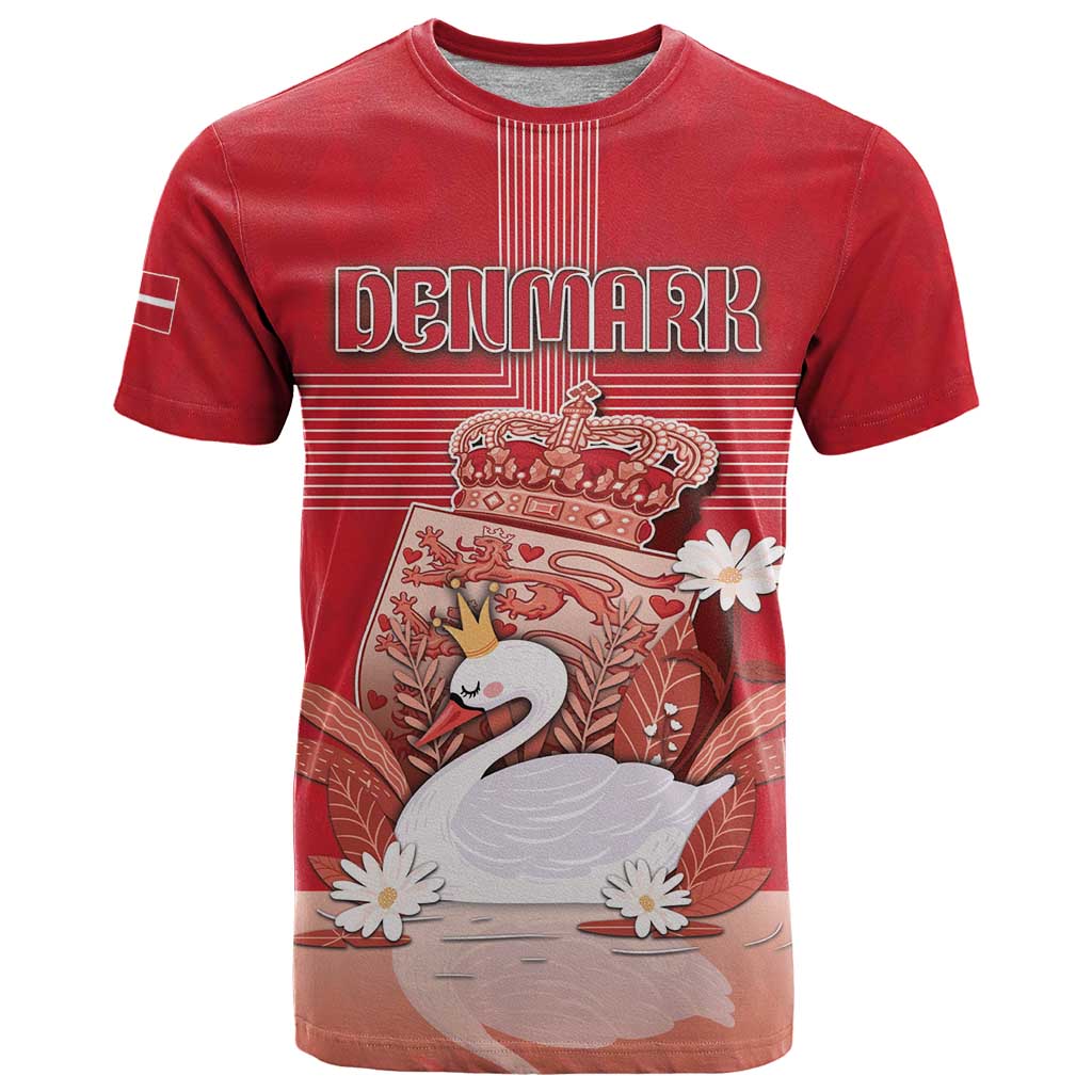 Personalized Denmark T-Shirt Mute Swan With Symbol Graphic Tee