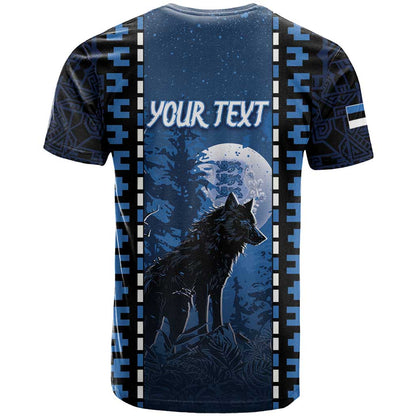 Personalized Estonia T-Shirt Night Wolf With Pattern Graphic Tee