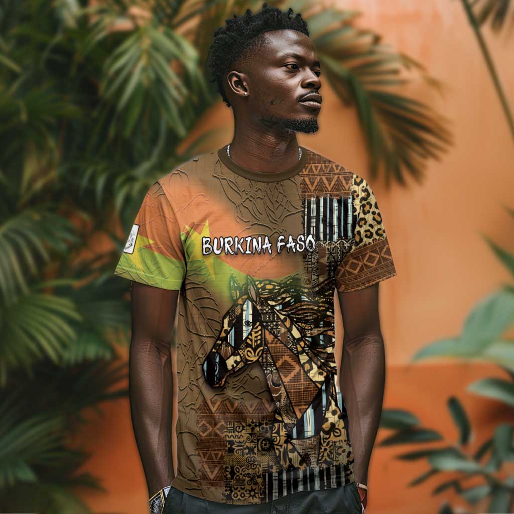 Personalized Burkina Faso T-Shirt African Tribal Horse Patchwork Style Graphic Tee