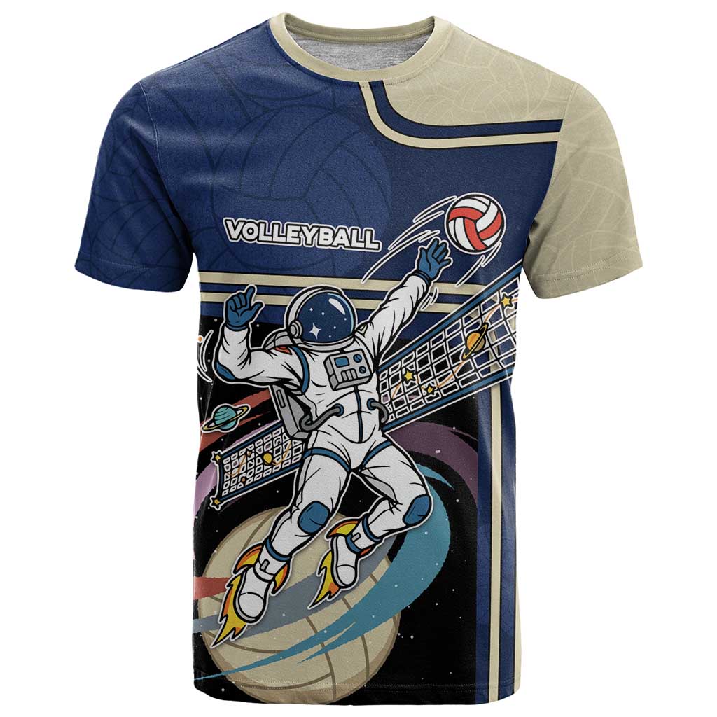 Custom Volleyball T-Shirt Astronaut Cosmic Spiker Graphic Tee