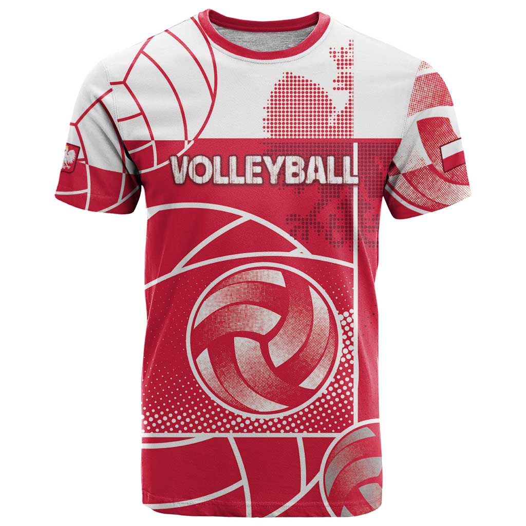 Custom Poland Volleyball T-Shirt Halftone Dot Style Graphic Tee