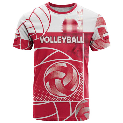 Custom Poland Volleyball T-Shirt Halftone Dot Style Graphic Tee
