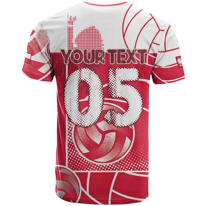 Custom Poland Volleyball T-Shirt Halftone Dot Style Graphic Tee