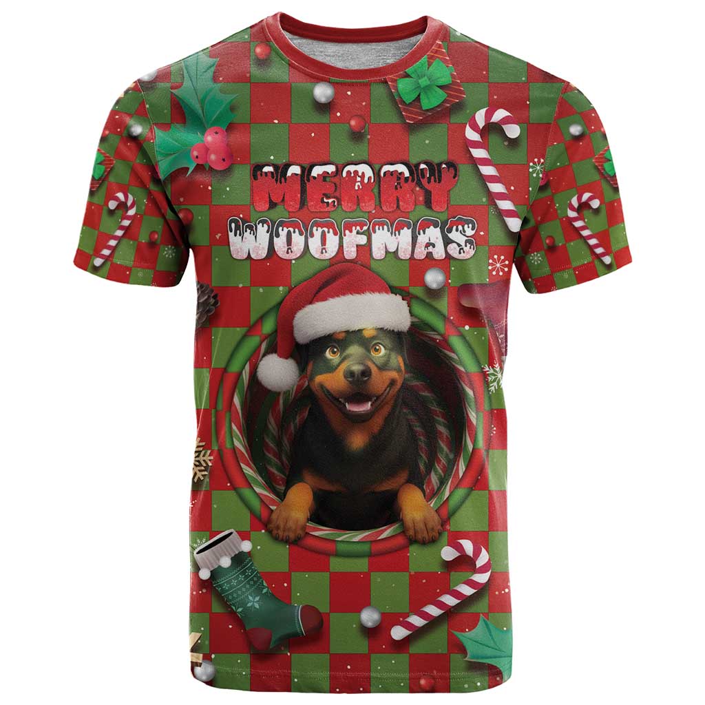 Rottweiler Christmas T-Shirt Merry Woofmas Graphic Tee