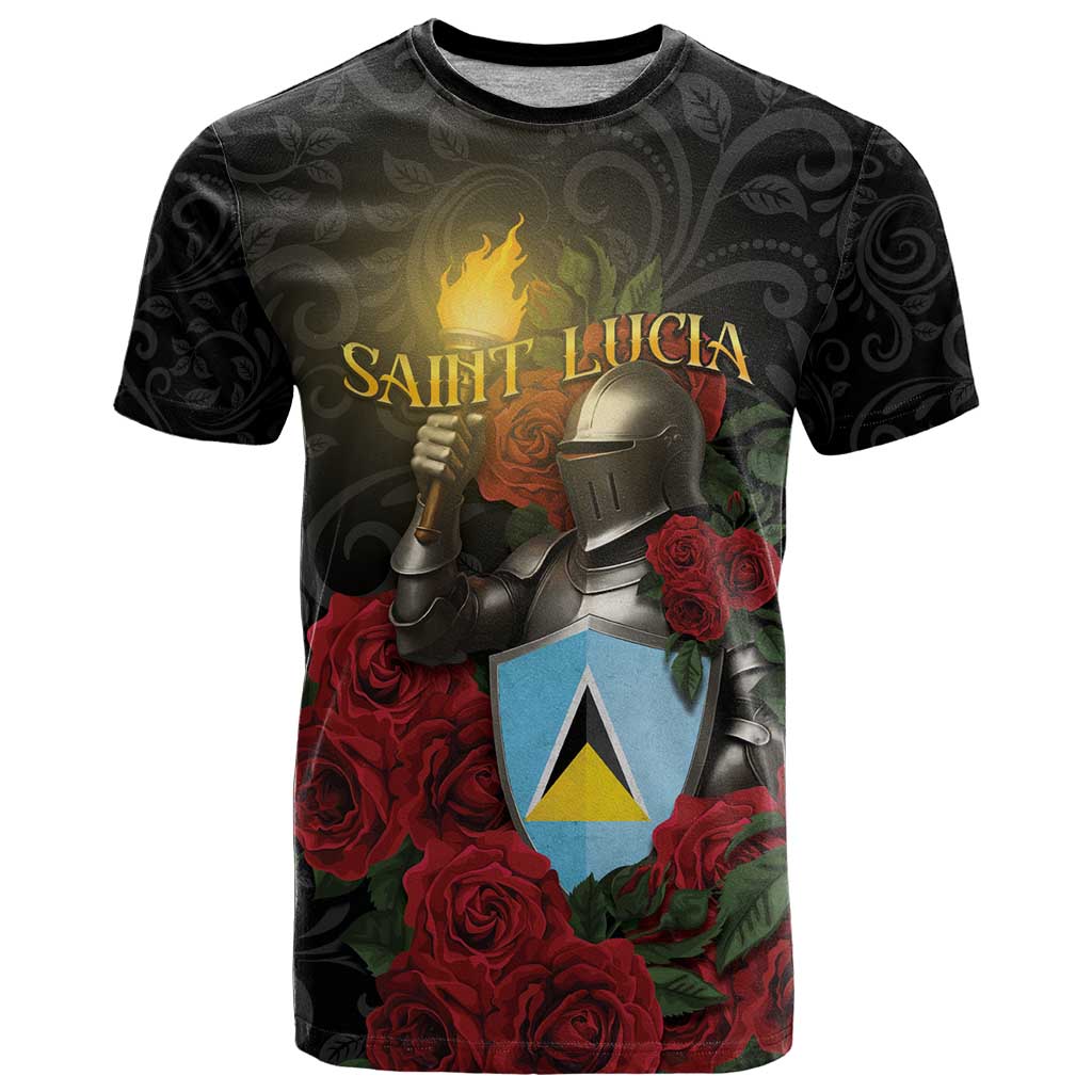 Saint Lucia T-Shirt Rose Iron Helmet Graphic Tee