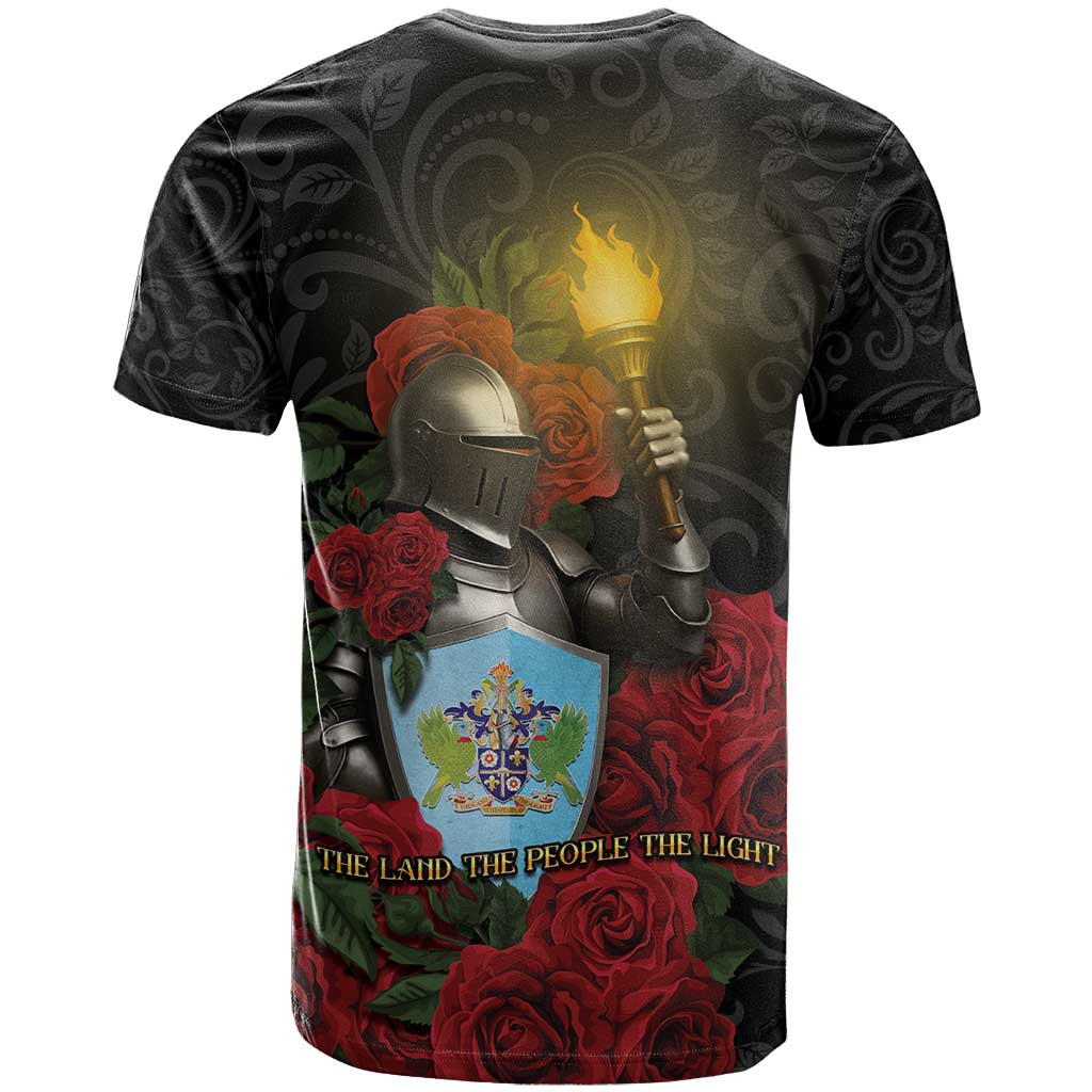Saint Lucia T-Shirt Rose Iron Helmet Graphic Tee