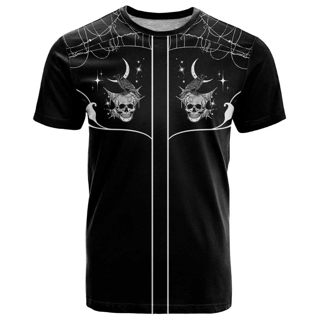 Skull Cowboy T-Shirt Western Yoke Style Graphic Tee