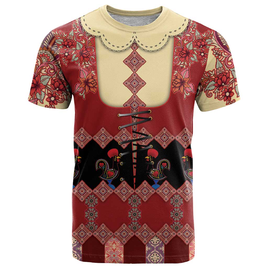 Portugal National Costume T-Shirt Barcelos Rooster Patterns Graphic Tee