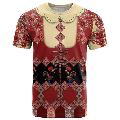 Portugal National Costume T-Shirt Barcelos Rooster Patterns Graphic Tee