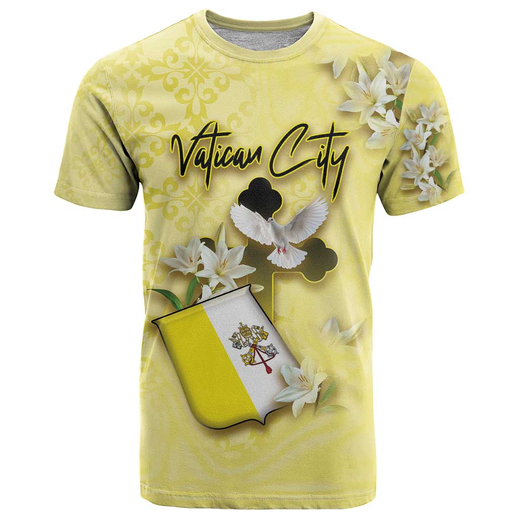 Personalized Vatican City T-Shirt Coat Of Arms With Dove Bird Graphic Tee
