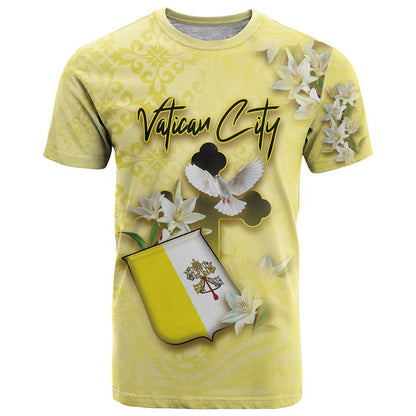 Personalized Vatican City T-Shirt Coat Of Arms With Dove Bird Graphic Tee