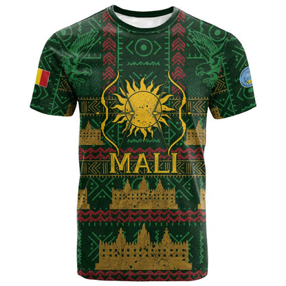 Mali T-Shirt Golden Sun And Mosque Patterns Retro Style Graphic Tee