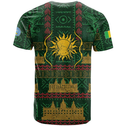 Mali T-Shirt Golden Sun And Mosque Patterns Retro Style Graphic Tee