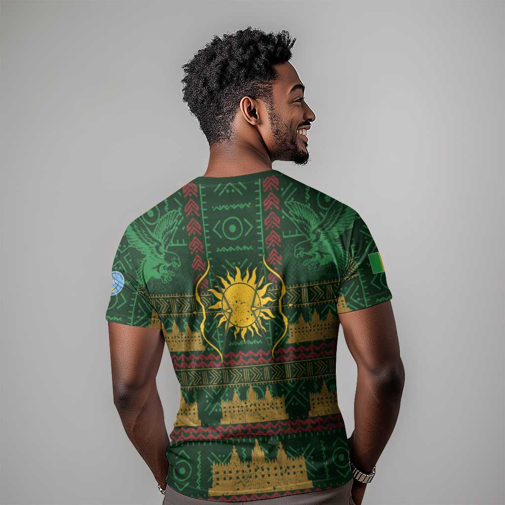 Mali T-Shirt Golden Sun And Mosque Patterns Retro Style Graphic Tee