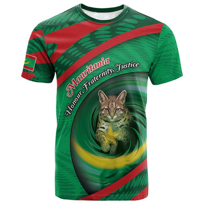 Personalized Mauritania T-Shirt African Wildcat From Richat Structure Graphic Tee