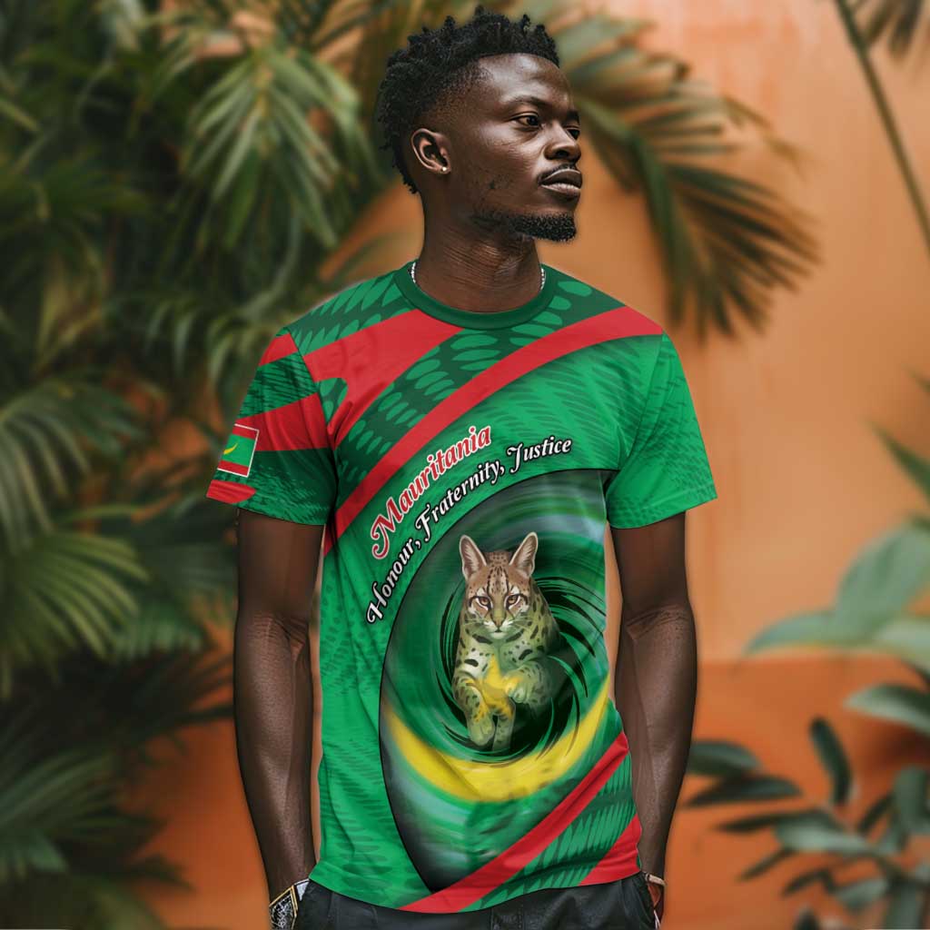 Personalized Mauritania T-Shirt African Wildcat From Richat Structure Graphic Tee