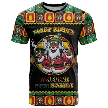 Jamaica Christmas T-Shirt Most Likely To Smoke With Santa Graphic Tee