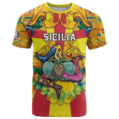 Personalized Italy Sicily T-Shirt Gorgoneion Baroque Patterns Graphic Tee