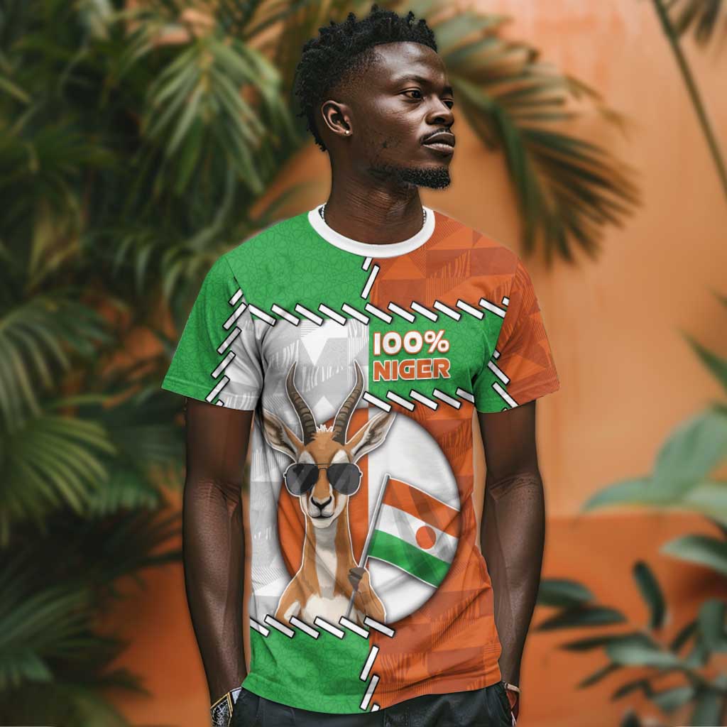 Personalized Niger T-Shirt Dama Gazelle Waving Flag Funny Style Graphic Tee