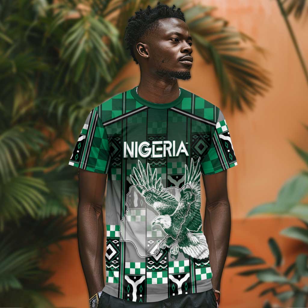 Personalized Nigeria T-Shirt Eagle With Tribal Patterns Graphic Tee