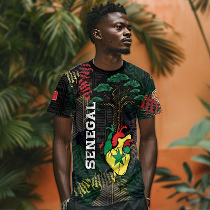 Personalized Senegal T-Shirt Heart Baobab Art Grunge Style Graphic Tee